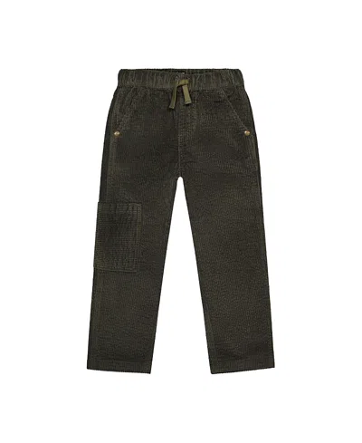 Deux Par Deux Boys' Stretch Corduroy Cargo Pocket Drawstring Waist Pants - Baby In Green