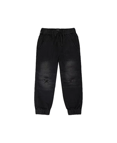 Deux Par Deux Boys' Stretch French Terry Denim Jogger - Baby In Black
