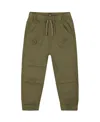 Deux Par Deux Boys' Stretch Twill Jogger Pants - Baby In Dark Olive Green