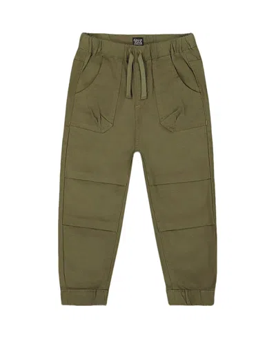 Deux Par Deux Boys' Stretch Twill Jogger Pants - Baby In Dark Olive Green