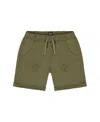 Deux Par Deux Boys' Stretch Twill Short - Baby In Dark Olive Green