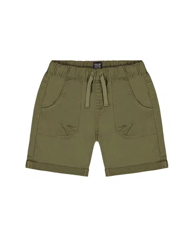 Deux Par Deux Boys' Stretch Twill Short - Baby In Dark Olive Green