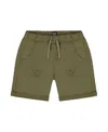 Deux Par Deux Boy's Stretch Twill Short Dark Olive Green In Green