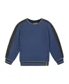 Deux Par Deux Super Soft Flat Back Rib Sweatshirt In Blue