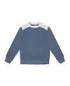 Deux Par Deux Boys' Super Soft Long Sleeve Flat Back Rib Top With Elbow Patches - Little Kid, Big Ki In Blue