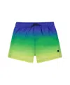 Deux Par Deux Boy's Swim Trunks Blue, Green, And Lime Gradient In Blue/green/and Lime Gradient