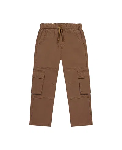 Deux Par Deux Boys' Twill Cargo Pocket Drawstring Waist Pants - Little Kid, Big Kid In Brown