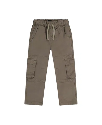 Deux Par Deux Boys' Twill Cargo Pocket Elastic Drawstring Waist Pants - Baby In Gray