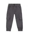 Deux Par Deux Twill Jogger Cargo Pants In Gray