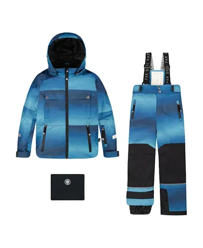 Deux Par Deux Boys' Two-piece Gradient Teknik Snowsuit - Big Kid In Blue