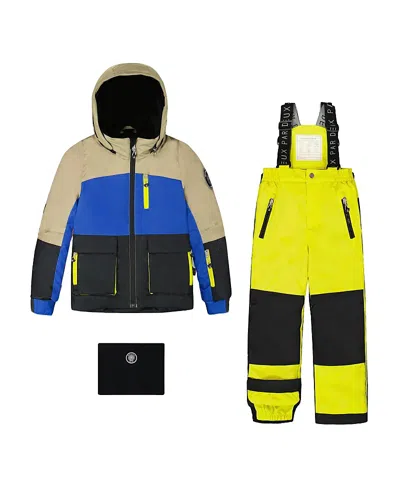 Deux Par Deux Boys' Two-piece Play Colorblock Snowsuit - Little Kid, Big Kid In Yellow