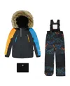 Deux Par Deux Boy Two-piece Play Snowsuit In Black