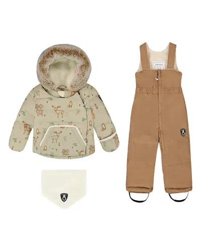 Deux Par Deux Boys' Two-piece Snug Snowsuit - Baby In Orange