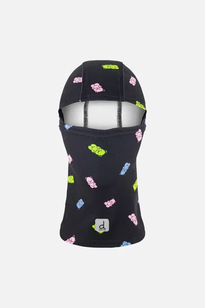 Deux Par Deux Kids' Brushed Jersey Balaclava Black Printed Gummy Bears