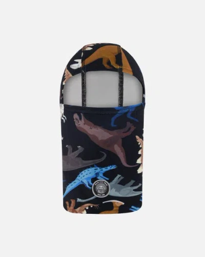 Deux Par Deux Kids'  Brushed Jersey Balaclava Dinosaur In Multi