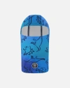 Deux Par Deux Kids'  Brushed Jersey Balaclava Dinosaur In Blue
