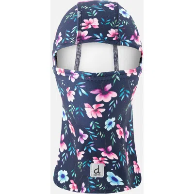 Deux Par Deux Kids'  Brushed Jersey Floral Reflective Stretch Balaclava In Blue