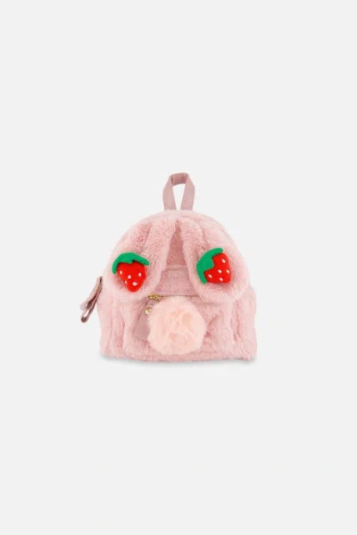 Deux Par Deux Kids'  Bunny Strawberry Detail Zipper Bag In Brown