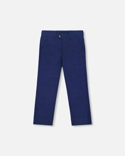 Deux Par Deux Kids'  Button And Zipper Classic Pants In Blue