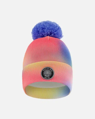 Deux Par Deux Kids' Cable Knit Hat Printed Watercolor Multicolor In Gold