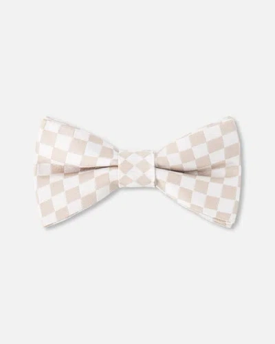 Deux Par Deux Kids'  Check Bow Tie In White