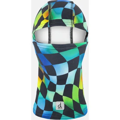 Deux Par Deux Kids'  Checkered Brushed Jersey Reflective Stretch Balaclava In Blue