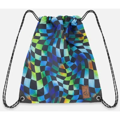 Deux Par Deux Kids'  Checkered Durable Lightweight Sporty Drawstring Bag In Multi