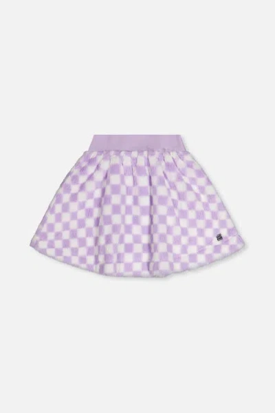 Deux Par Deux Kids' Faux Fur Skirt Lilac And White Tiles In Purple