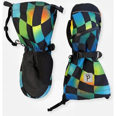 Deux Par Deux Kids'  Checkered Teknik Waterproof Cordura Reinforced Winter Mittens In Multi