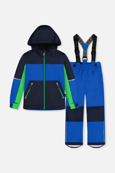 Deux Par Deux Kids'  Chill Lightweight Jacket & Foot Strap Pants Two Piece Snowsuit In Blue