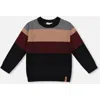 Deux Par Deux Color Block Knit Sweater In Brown