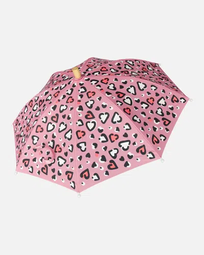 Deux Par Deux Color-changing Umbrella Pink Hearts Print In Multi