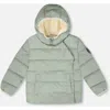 Deux Par Deux Compressible Winter Puffy Coat Designed For Car Seat In Green