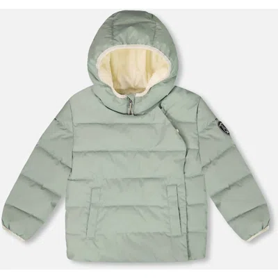 Deux Par Deux Babies'  Compressible Winter Puffy Coat Designed For Car Seat In Green