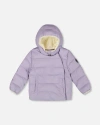 Deux Par Deux Compressible Winter Puffy Coat Designed For Car Seat In Purple