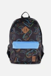Deux Par Deux Kids Backpack Black Printed Controller In Red