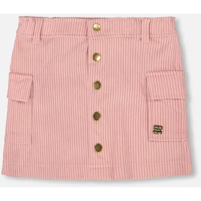 Deux Par Deux Kids'  Corduroy Skirt With Cargo Pockets In Gold