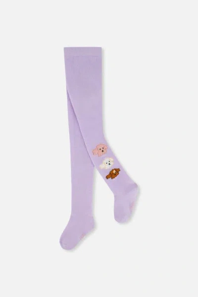 Deux Par Deux Kids'  Cotton Blend Poodle Leg Tights In Purple