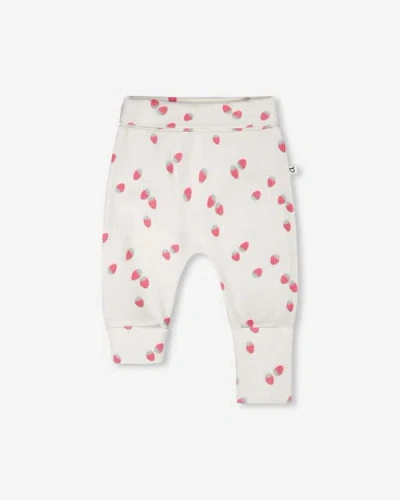 Deux Par Deux Babies'  Cotton Jersey Evolutive Strawberries Printed Pants In Red