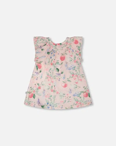Deux Par Deux Kids' Cotton Muslin Dress And Bloomer Set Pink Printed Berries