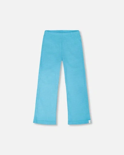Deux Par Deux Babies'  Crinkle Jersey Flared Bottom Leggings In Blue