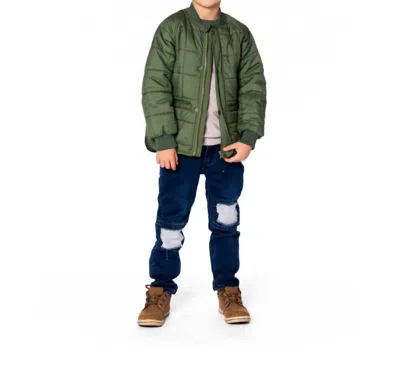Deux Par Deux Kids' Dalvian Jacket In Olivine In Green