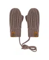Deux Par Deux Boys' Knit Mittens With String - Baby In Taupe
