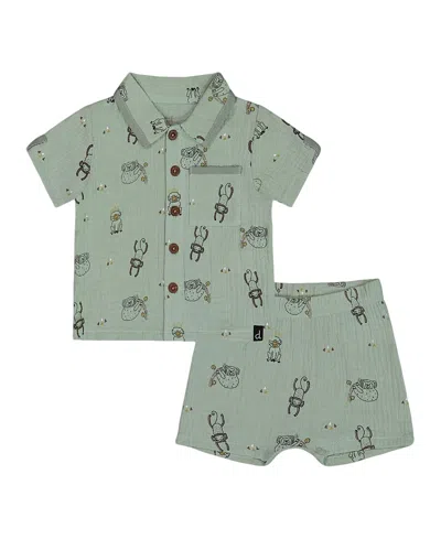 DEUX PAR DEUX DEUX PAR DEUX BOYS' PRINTED MUSLIN SHIRT AND SHORT SET - BABY