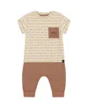 Deux Par Deux Baby Boy's Printed Organic Cotton Top And Pant Set Brown, Beige, And Monkey In Brown/beige/and Monkey