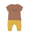 Deux Par Deux Baby Boy's Printed Organic Cotton Top And Pant Set Yellow Bananas And Brown In Yellow Bananas And Brown