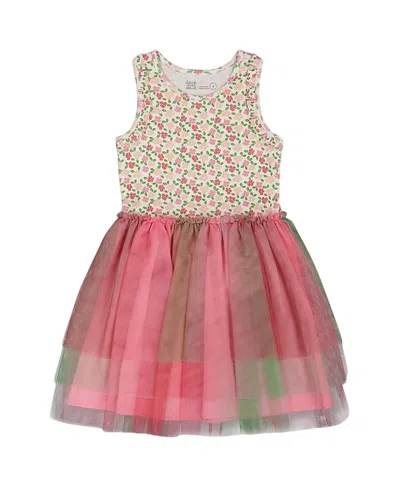 DEUX PAR DEUX DEUX PAR DEUX GIRLS' BI-MATERIAL COTTON AND MESH DRESS - BIG KID