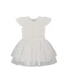 Deux Par Deux Girls' Bi-material Dress With Glitter Hearts Skirt - Big Kid In Snow White