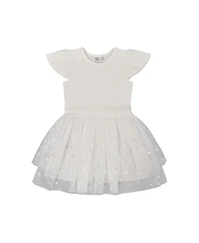 DEUX PAR DEUX DEUX PAR DEUX GIRLS' BI-MATERIAL DRESS WITH GLITTER HEARTS SKIRT - BIG KID