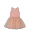 Deux Par Deux Girls' Bi-material Dress With Printed Dots On Mesh Skirt Warm - Big Kid In Warm Old Pink